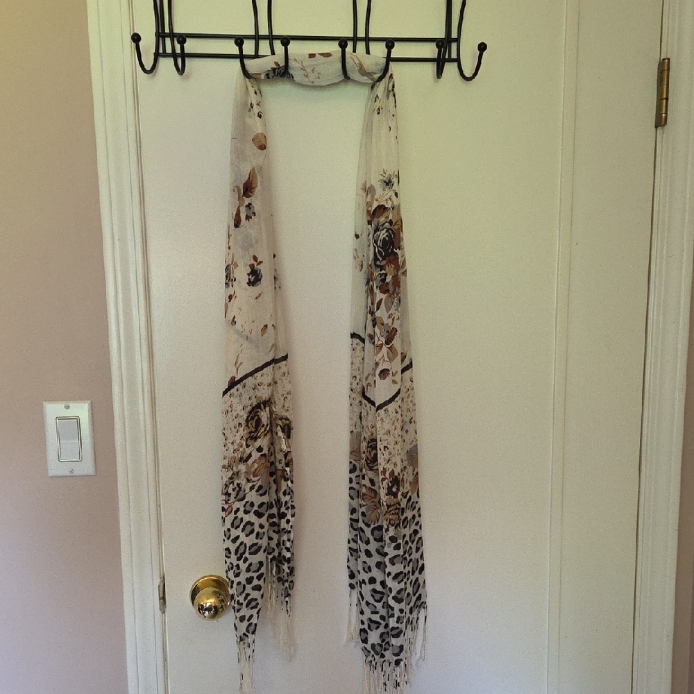 Leopard Print Scarf - Cream and Brown